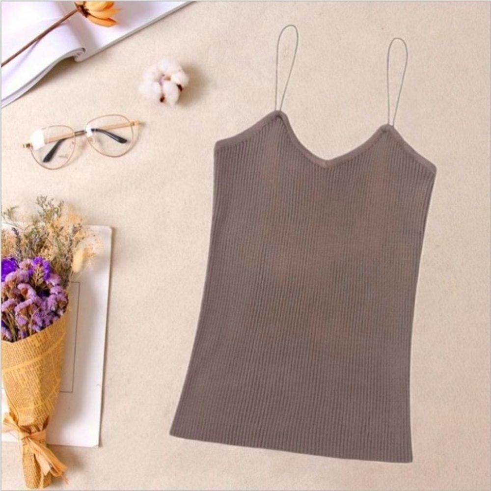 Spaghetti strap cami ribbed knit one size xs/small